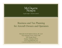 Business and Tax Planning for Aircraft Owners and