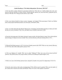Guided Reading on &ldquo;The Indian Independence Movement, 1905