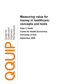 Measuring value for money in healthcare: concepts and tools