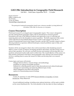 GEO 296: Introduction to Geographic Field Research