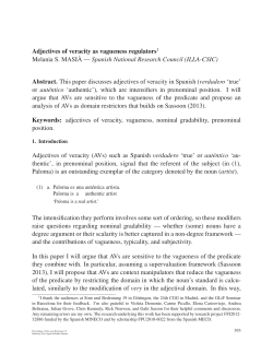 Adjectives of veracity as vagueness regulators1 Melania S. MASI `A