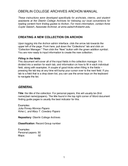 OBERLIN COLLEGE ARCHIVES ARCHON MANUAL