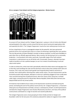 Art as a weapon: Franz Seiwert and the Cologne progressives