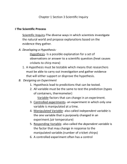 Chapter 1 Section 3 Scientific Inquiry I The Scientific Process