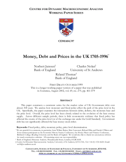 MONEY, DEBT AND PRICES IN THE UK 1705