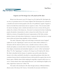 Eugenics and The Strange Case of Dr. Jekyll and Mr. Hyde