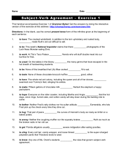 Subject-Verb Agreement &ndash; Exercise 1