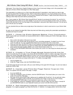 MLA Works Cited Using MS Word - Cerro Coso Community College