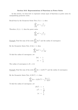 Section 10.6: Representation of Functions as Power
