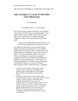 the filioque clause in history and theology