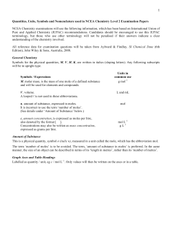 Quantities, Units, Symbols and Nomenclature used in NCEA