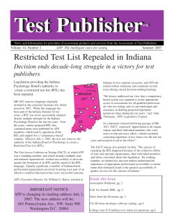 Test Publisher Summer 2007 - Association of Test Publishers