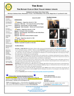 January 25th Newsletter - Hunt Valley Rotary Club