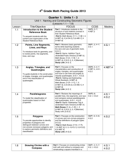 4th Grade Math Pacing Guide