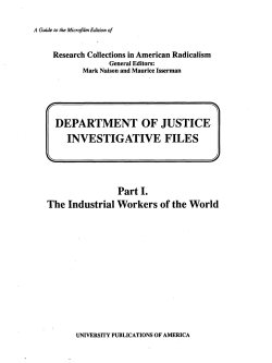 DEPARTMENT OF JUSTICE INVESTIGATIVE FILES V =J