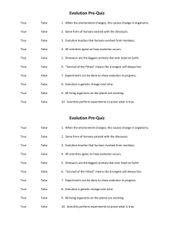 Evolution Pre-Quiz Evolution Pre-Quiz