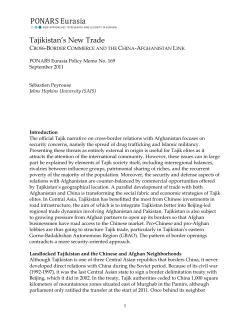 Tajikistan`s New Trade - The George Washington University