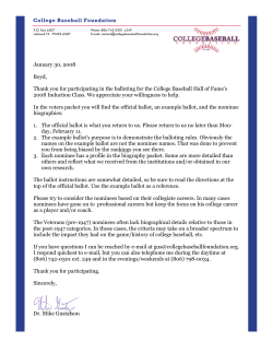 College Baseball Foundation January 30, 2008 Boyd, Thank you for