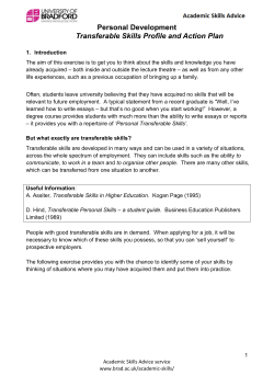 Personal Development Transferable Skills Profile and Action Plan