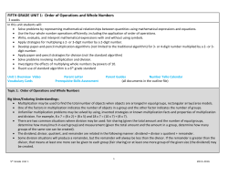 FIFTH GRADE UNIT 1: Order of Operations and Whole Numbers