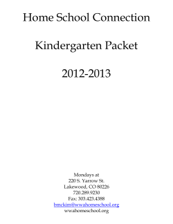 Home School Connection Kindergarten Packet 2012-2013