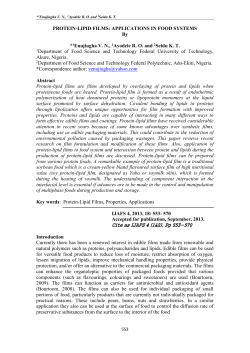 PROTEIN - LIPID FILMS
