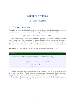 handout Section 1.3 Number Systems