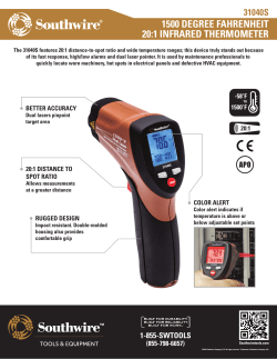 1500 DEGREE FAHRENHEIT 20:1 INFRARED THERMOMETER