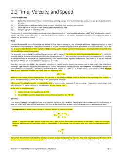 2.3 Time, Velocity, and Speed