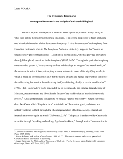 The Democratic Imaginary - Canadian Political Science Association