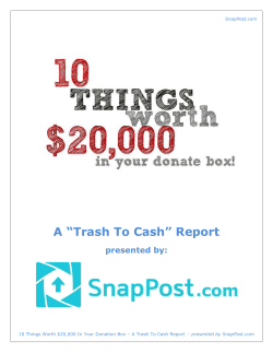 A &ldquo;Trash To Cash&rdquo; Report