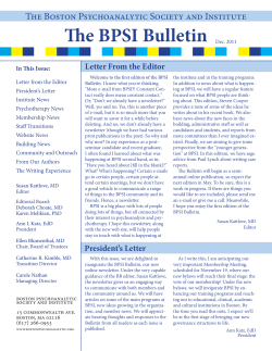 December 2011 - Boston Psychoanalytic Society and Institute