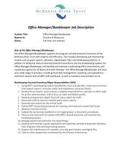Office Manager/Bookkeeper Job Description