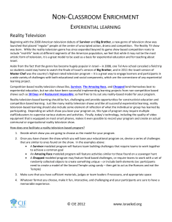 Experiential Learning: Reality Television