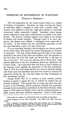 Freedom of Expression in Wartime - Penn Law: Legal Scholarship