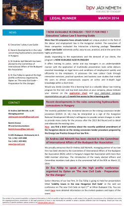 Legal Runner 2014.2. - bpv J&Aacute;DI N&Eacute;METH Attorneys at Law