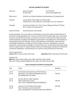 EFB 326 &ndash; Diversity of Plants