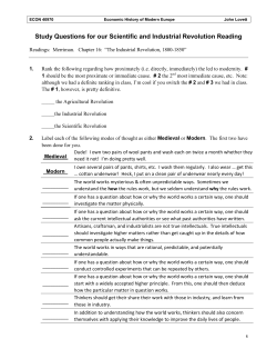 Study Questions for our Scientific and Industrial Revolution Reading