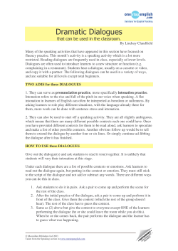Speaking skills lesson plans: Dramatic dialogues