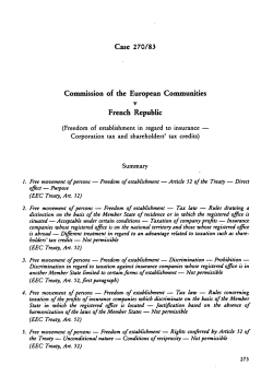 Case 270/83 Commission of the European Communities v