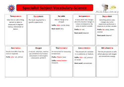 Specialist Subject Vocabulary-Science