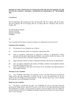 2013 REPORT OF THE COMMITTEE ON ESTIMATES