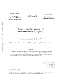 Scasimir operator, Scentre and Representations of U_q (osp (1| 2))