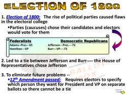 1. Election of 1800: The rise of political parties caused flaws in the