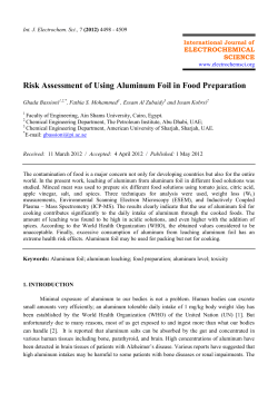 Risk Assessment of Using Aluminum Foil in Food Preparation