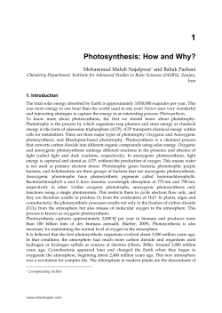 Photosynthesis: How and Why?