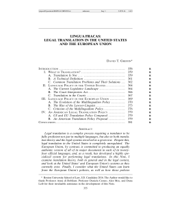 Lingua Fracas:Legal Translation In The United