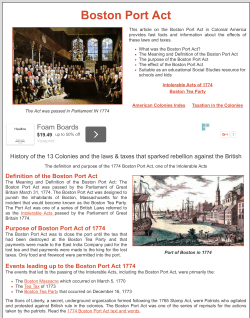 The Boston Port Act 1774