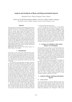 Analysis and Synthesis of Hypo and Hyperarticulated Speech