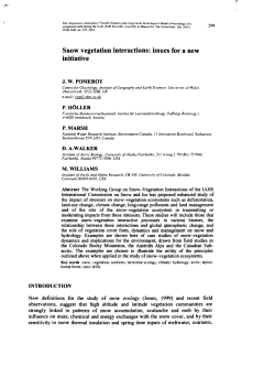 Snow vegetation interactions: issues for a new initiative